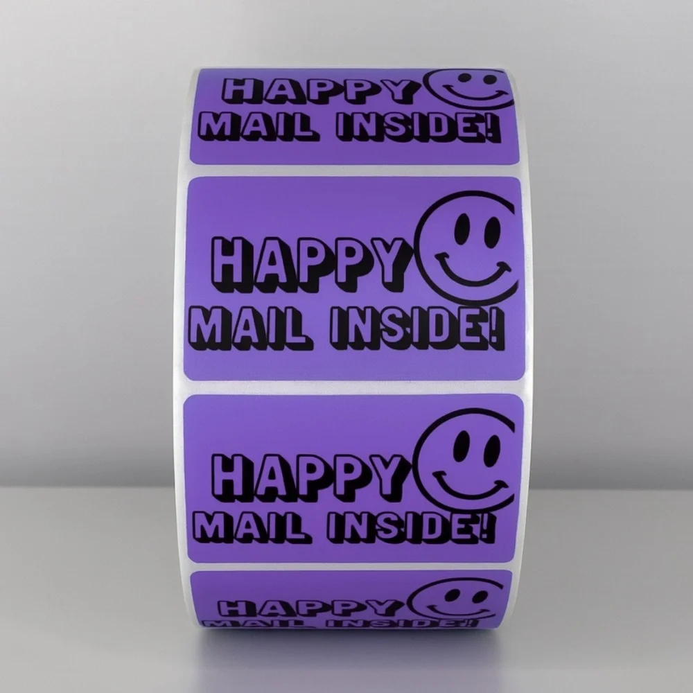 Happy Mail Inside Stickers | Smiley Face Labels for Cute Packaging & Shipping